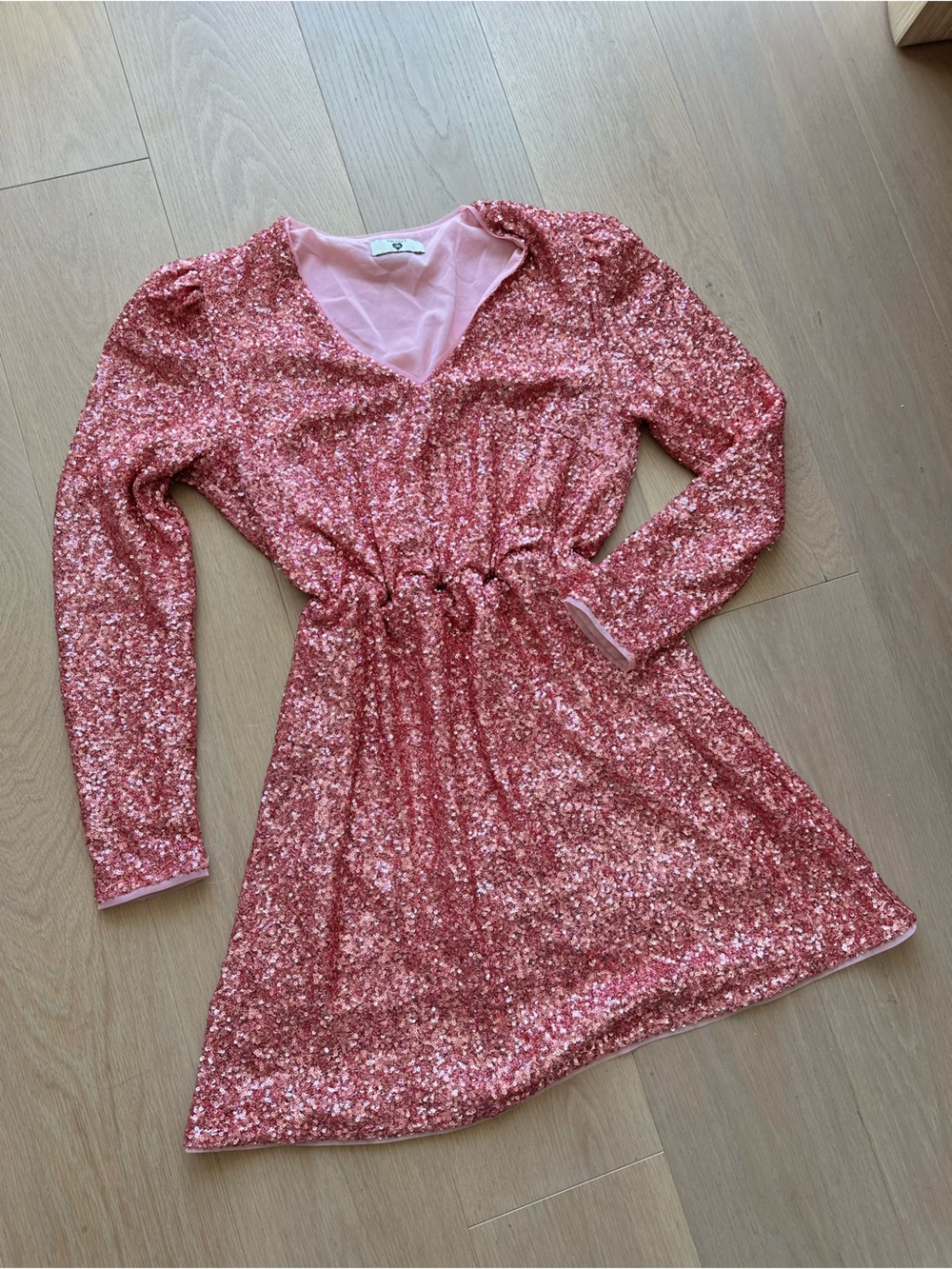 Twinset Milano 🌸Pink Sequin Long Sleeve Mini Dress - Picture 7 of 11